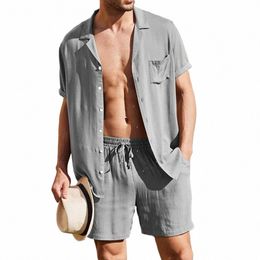 single-breasted 2 Pcs/Set Good Casual Men Tracksuit Deep Crotch Summer Shorts Suit Simple for Home M10E#
