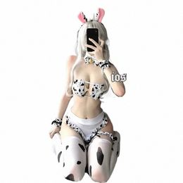 japanese Cos Cow Cosplay Costume Maid Tankini Bikini Swimsuit Anime Girls Swimwear Clothing Lolita Bra and Panty Set Stockings J2EG#