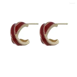 Stud Earrings Red Cross Women's Light Luxury High-end Temperament Studs Niche Unique Retro