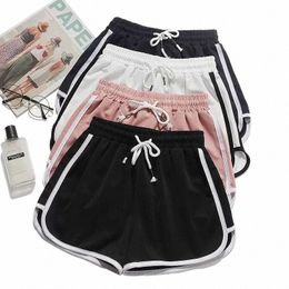 women yoga Shorts Summer outer wear mid-waist casual loose straight pants lady stylish thin breathable wide leg gym short pants D9I6#