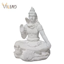 Sculptures Vilead 13cm Sandstone Shiva Statue Yoga Figurine Ornament Zen Meditation Buddha Decor India Religion Feng Shui Craft Home Living