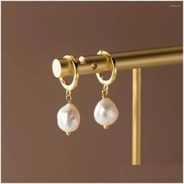 Dangle Chandelier Earrings Genuine 925 Sterling Sier Retro French Pearl Series Irregar Baroque Pearls Short Drop Fine Jewellery For Wome Otlw1