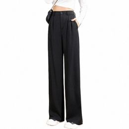 women Chic Office Wear Straight Pants Vintage High Ladies Trousers Baggy Korean NEW Spring/Summer/Autumn Wide Leg Female 60Ma#