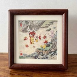 Chinese wind elf a family of landscape painting tabletop table solid wood photo frame creative peripheral animation 2024 new model 24032820