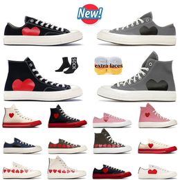 Top Quality High Vintage Commes Des Garcons X 1970s Outdoor Casual Canvas Shoes Men Women All Star Classics 70 Chucks Taylors Low Multi-Heart chaussures Flat Sneakers