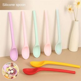 Spoons Silicone Spoon Small With Long Handle Heat Resistant Easy To Clean Non-stick Rice Tableware Utensil Kitchen Tool