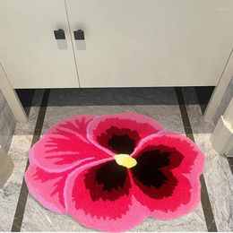 Carpets Pink Pansy Flower Rugs For Living Room Bedroom Home Decor Plush Bedside Floor Mat Easy Clean Doormat Baby Game Pad Drop