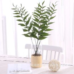 Plant Leaves Simulation Tree Green 10Pcs Single Branch Wind Shadow Leaf Flower Arrangement Farmhouse Decoration Christmas Decor Fake Plants s