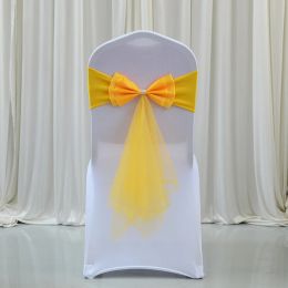 Sashes 10Pcs/Pack Wedding Chair Sashes Butterfly Elasticity Bow Tie Ready Made Sash Spandex Ribbon Wedding Chair Decoration Wholesale