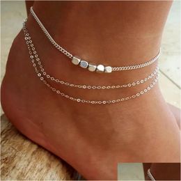 Anklets Simple Woman Casual/Sporty 14K Gold Chain Women Ankle Bracelet Jewellery 8529 9982 Drop Delivery Otl8T