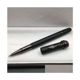 Ballpoint Pens Wholesale Price Matte Black Metal Roller Ball Pen With Snake Clip Office Stationery Supplies Luxurs Mens Write No Drop Dhyz8