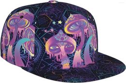 Ball Caps Magic Mushrooms Art Pattern Flat Bill Hat Unisex Snapback Baseball Cap Hip Hop Style Visor Blank Adjust