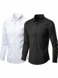 fi Classic Solid Shirts For Men Summer Lg Sleeve Basic Busin Shirts Turn-Down Collar Male Casual Slim Shirts Chic Tops O4eg#