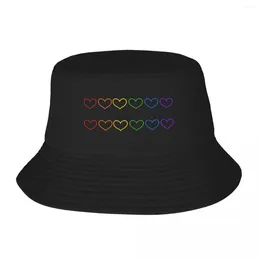 Berets Pride Hearts Bucket Hat Panama for Man Woman Bob Hats Cool Fisherman Summer Beach Fishing Unisex Caps