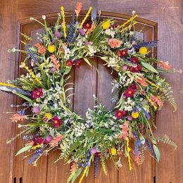 Decorative Flowers Wildflower Wreaths Spring Summer Front Door Simulated Dried Flower Buttercups Fresh Greenery Perpetual