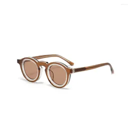 Sunglasses 2024 Top Fashion Brand Vintage Retro Hip Hop Style Men Women Acetate Round Frame Uv400 Outdoor Lenses