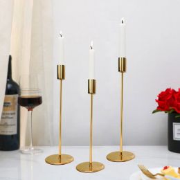 Schroevendraaiers 3 Pcs/ Set 2021 New Metal Candle Holder Simple Golden Wedding Decoration Bar Party Living Room Decoration Home Ornaments