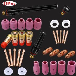 Toys 35pcs Tig Torch Accessories Kits for Wp17 Wp18 Wp26 Collet Body Gaslens Insulator Torch Body Alumina Cup Long Back Cap