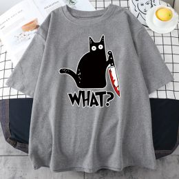 Designer Man Shirt Killer Black Cat Pattern Print Mens Cott T-Shirt Creativity Funny Tops Oversize Man Woman Couple High Street Fashion 5912