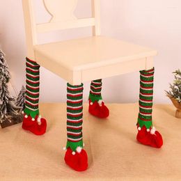 Chair Covers Style For Christmas Decorations Striped Elf Table Foot Cover And Protective