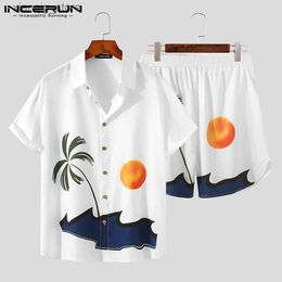 Men's T-Shirts Summer Men Hawaiian Sets Streetwear Printing Vacation Short Sleeve Lapel Shirt Shorts Two Pieces Sets Casual Men Suits24328