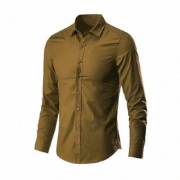 male cott Luxury Shirt Mens Lg Sleeve Social Shirts Slim Fit Elastic Anti-wrinkle Formal Elegant busin Shirt e7Fq#
