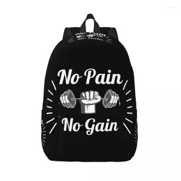 Storage Bags No Pain Gain Fitness Workout Travel Canvas Backpack Women Men School Laptop Bookbag Bodybuilding College Student Daypack