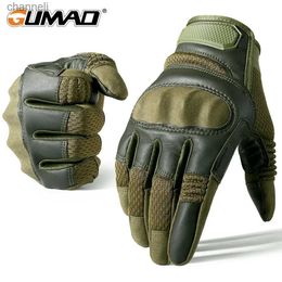 Tactical Gloves Touch Screen PU Leather Combat Airsoft Hiking Cycling Climbing Shooting Full Finger Mittens Men YQ240328