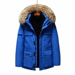 -30 Degree Winter Jacket Men Down Parkas Coat White Duck Down Puffer Jacket Men Big Fur Hooded Thick Warm Parkas With Badge B5HI#