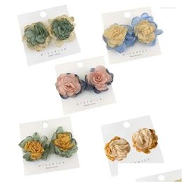 Stud Earrings Boho Large Cloth Flower Jewellery Ear Giftrs For Women Girls Drop Delivery Dhm8I