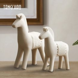 Sculptures Ceramic Horse Statue Animal Figurine Modern Animal Sculpture Home Decoration Figurines For Interior Home Office Decoration Gift