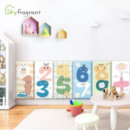Stickers Self Adhesive 3D Soft Wall Stickers For Kids Room Wall Decoration Cartoon Digital Foam Anticollision Home Wall Skirting Sticker