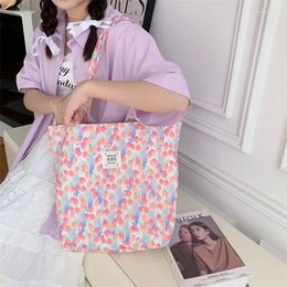Evening Bags Women Tote Bag Large Capacity Fashionable Cotton Flower Printing Shoulder Girl Student Shopping