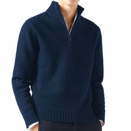 winter Men Turtlenecks Half Zipper Sweaters Knitwear Spring Pullovers Solid Color Lg Sleeved Tops Male Casual Daily Warm Coats 06Ke#