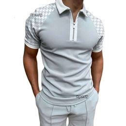 Men's Polos Style High Quality Men Polo Shirts Casual Patchwork Polo Shirt Short Sleeve Turn-down Zipper Collar Polo 666