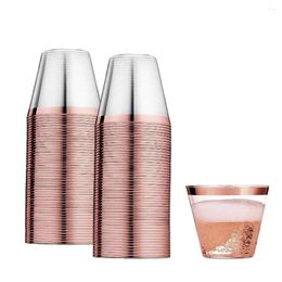 Disposable Cups Straws 100pcs Gold-rimmed Plastic Available Food-grade Heavy-duty For Iced Coffee Cold Beverage