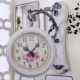 Wall Clocks Double Sided Clock European Style Creative Living Room Quiet Two Fashion