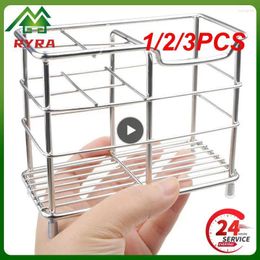 Kitchen Storage 1/2/3PCS Portable Toothbrush Holder Bathroom Accessories Stainless Steel Holders Toothpaste Rack