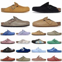 bostons clogs slippers Designer bostons Clogs Sandals Cork Flat Fashion Summer Leather Slide Favourite Beach Casual Shoes Women Men