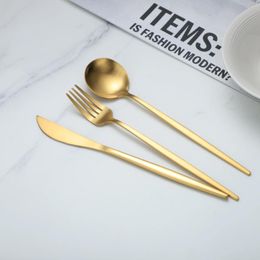 Flatware Sets Gold Matter Silverware 304 Stainless Steel Cutlery Set Dinnerware Knife Spoon Dessert