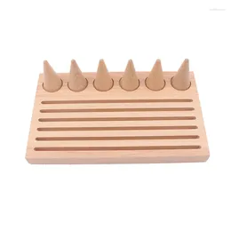 Jewellery Pouches Natural Wood Finger Ring Stand Display Holder Showcase Bracelets Tray