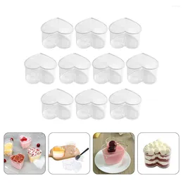 Disposable Cups Straws 10 Pcs Heart Shaped Air Cup Replaceable Mousse Multi-function Dessert Accessory Clear Plastic Party Supplies Portable