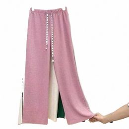 spring 2024 new sweet Korean style casual pants for women Valentine's Day wide leg pants with strg elastic waist young w2Qj#