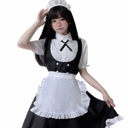 plus Size Maid Cosplay All Night Cosplay Black and White Maidservant Attire Anime Characters Elegant Lolita Dr 5Piece Disfraz z11f#