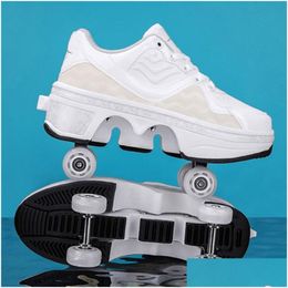 Inline & Roller Skates Double-Row Deformation Dual-Use Retractable Skate Shoe Adt Uni Sneaker Outdoor Casual Fashion Drop Delivery Spo Dhgxv