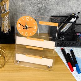 Table Clocks Desktop Acrylic Board Standing Whiteboard Vertical Writing Pen Dry Erase Tabletop