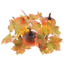 Candle Holders Thanksgiving Candlestick Artificial Leaf Rings Pumpkin Centerpieces For Tables Tabletop Wreath Pillars Fall