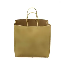 Evening Bags Tote Bag For Female Spring Summer 2024 Vertical Leather Handbag Large Capacity Bucket Kraft Paper