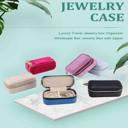 Travel Caes Jewelry Leather Luxury Wholes Mini Portable Jewellery Box Velvet Storage Organizer Ring185S