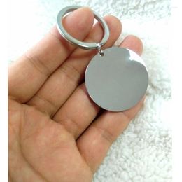 Keychains 10Pcs/Lot Round Blank Mirror Polished 304 Stainless Steel Keychain For Women's Men's